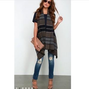 BB Dakota Open Front Vest Wool Cardigan Medium / M
